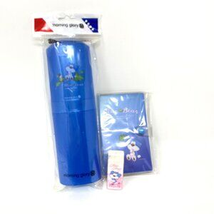 Vintage Morning Glory Blue Bear Pencil Case And Address Book Korean Stationery